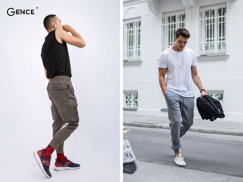 Kết hợp quần jogger hack dáng với giày sneaker nam