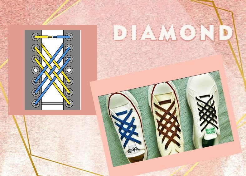 kiểu buộc dây giày 5 lỗ hình kim cương độc đáo, mang đến vẻ ngoài cá tính và khác biệt