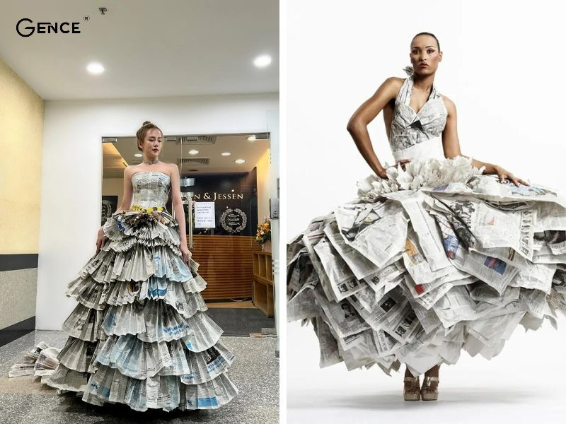 Làm chân váy thời trang từ giấy báo tái chế cho nữ