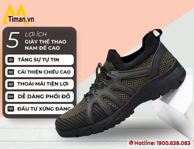 Lợi ích khi mang giày thể thao nam độn đế giúp tăng tự tin