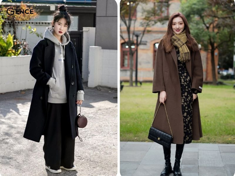 Mặc áo dạ dài phối cùng giày lười – outfit mùa đông ấm áp