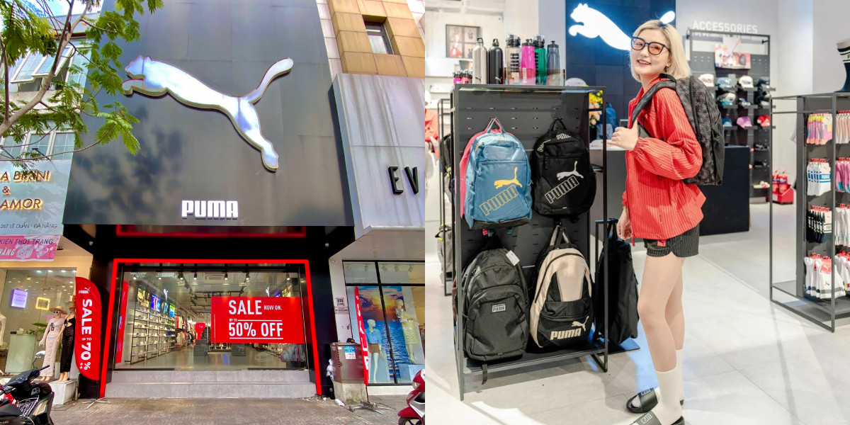 Mặt tiền cửa hàng Puma chính hãng trên đường Lê Duẩn, trung tâm thành phố Đà Nẵng.