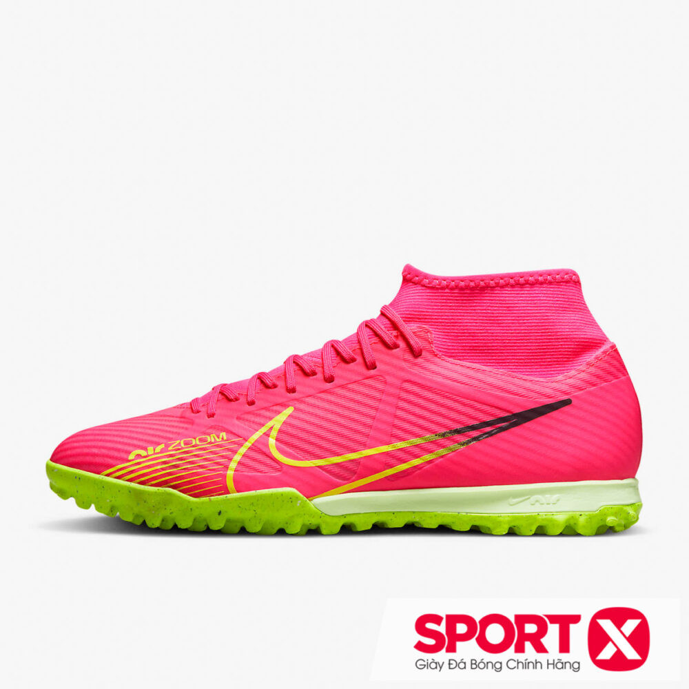 Mẫu giày bóng đá Nike cổ cao Zoom Mercurial Superfly 9 Academy TF hồng chuối