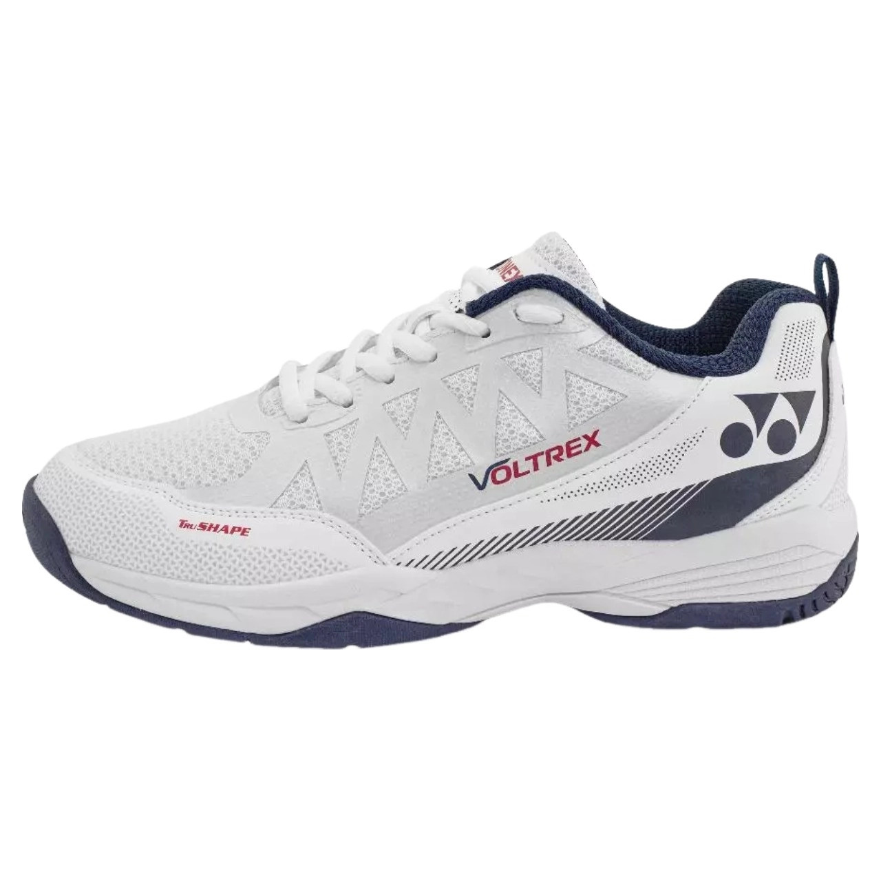 Mẫu giày cầu lông Yonex Voltrex trắng xanh navy tinh tế, mang lại hiệu suất cao
