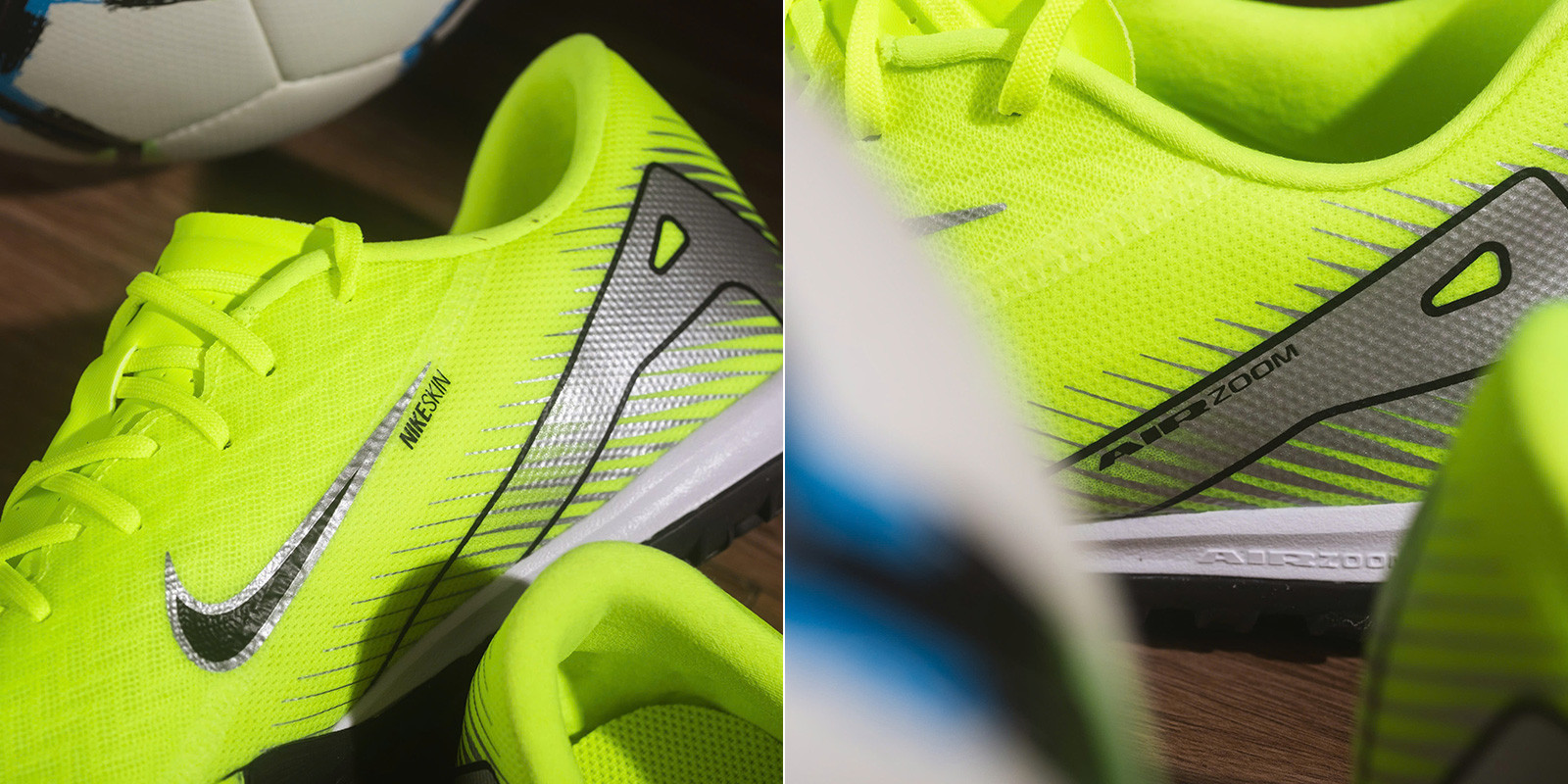 Mẫu giày đá bóng Nike Mercurial Vapor 16 màu xanh chuối nổi bật với upper NikeSkin