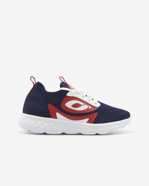 Mẫu giày sneaker bé trai xanh chàm phối đỏ, phong cách thể thao