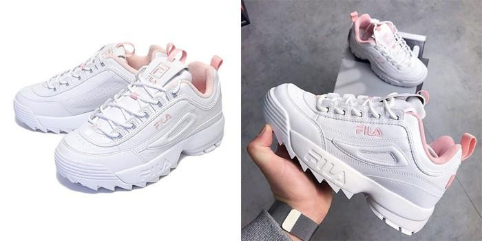 Mẫu giày sneaker độn đế nữ Fila Disruptor 2 màu trắng trendy