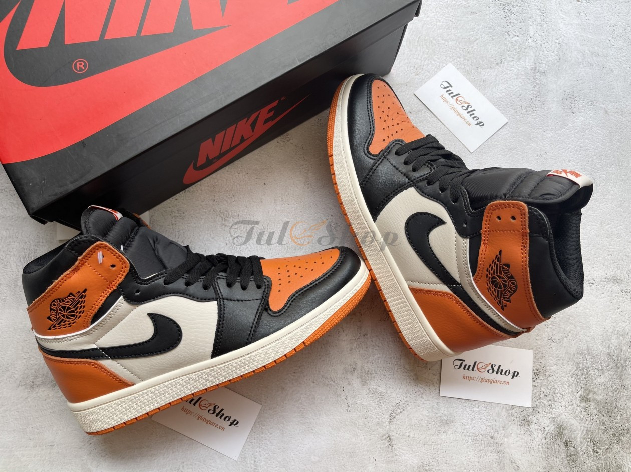 Mẫu giày sneaker Nike Air Jordan 1 High Shattered Backboard màu cam nổi bật, được giới trẻ săn đón trong các mẫu giày hot 2024.