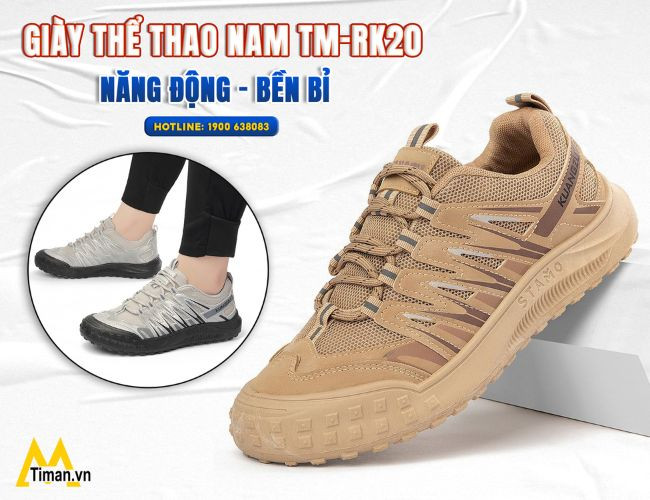 Mẫu giày thể thao nam cổ thấp TM-RK20 màu trắng thanh lịch phù hợp đi làm