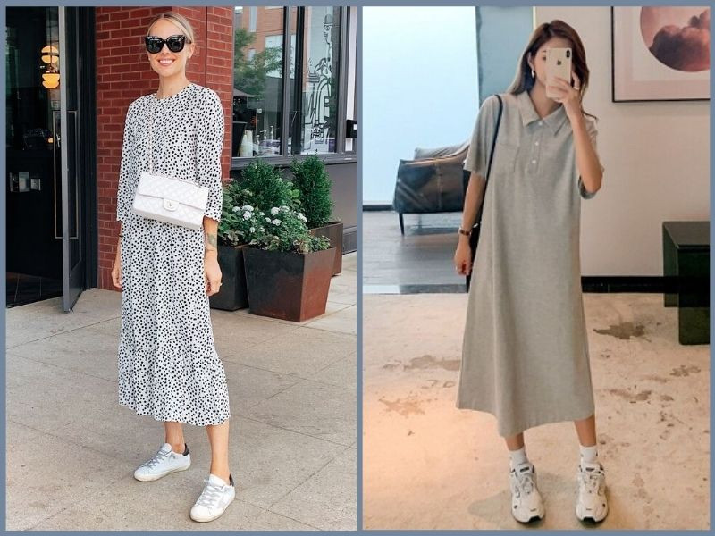 Mix giày thể thao nữ cùng váy suông