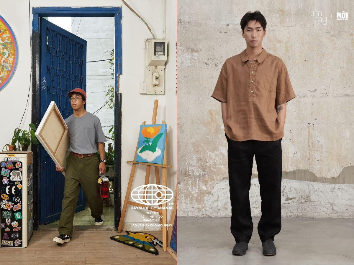 Một cô gái đang tạo dáng với đôi giày sneaker local brand màu trắng, phối cùng trang phục đời thường đơn giản nhưng sành điệu