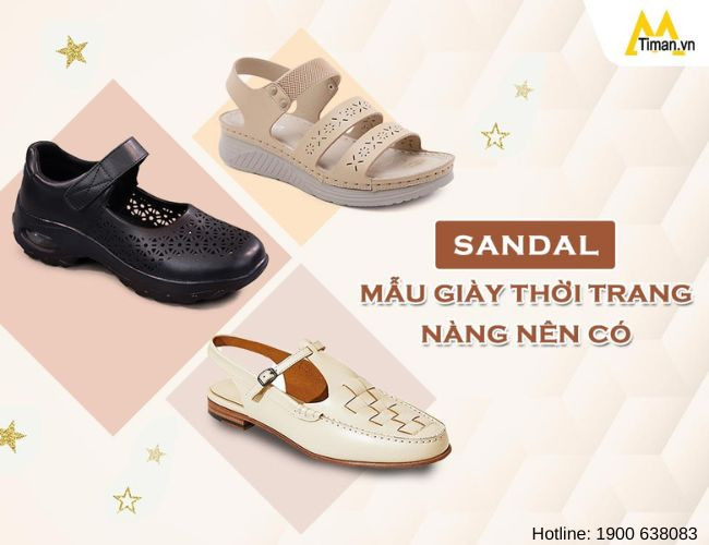 Một đôi giày sandal nữ êm chân màu đen đơn giản, phù hợp đi hàng ngày