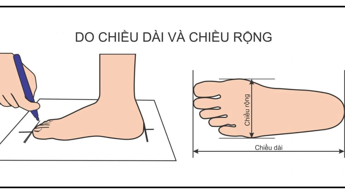 Một người phụ nữ đang thử size giày 28cm tại cửa hàng để kiểm tra độ vừa vặn.