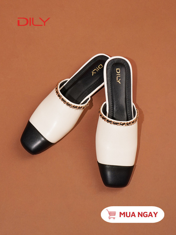 Mules đế thấp phối màu thời thượng - Các loại giày dép nữ