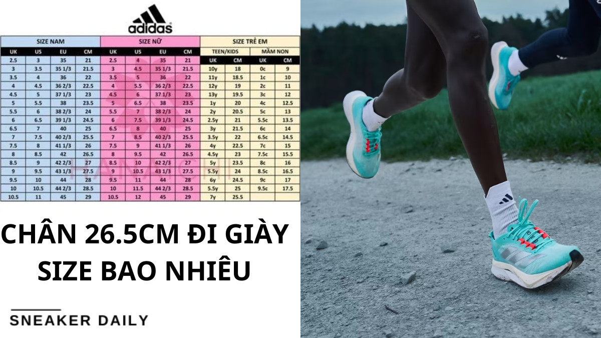 Người phụ nữ đang đo chiều dài bàn chân để xác định size giày 26.5 là bao nhiêu