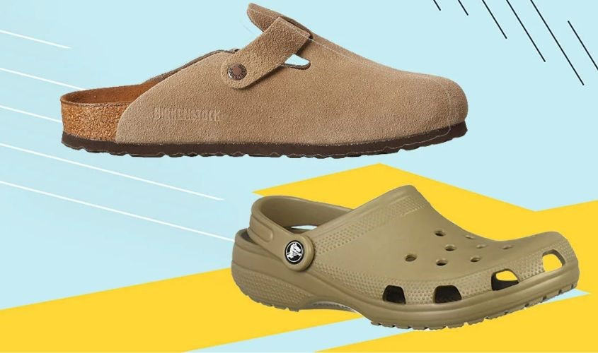 Người phụ nữ mang giày sục màu đen phối cùng quần jean, minh họa tính ứng dụng và tiện lợi của giày