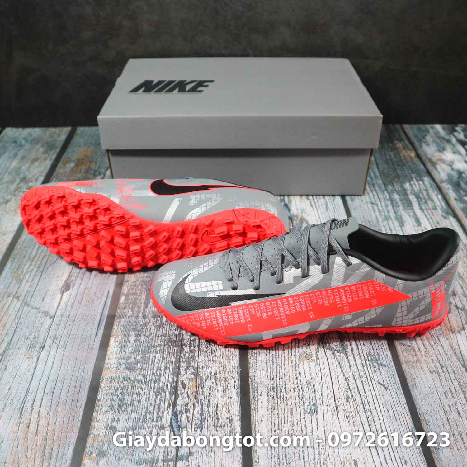 Nike Mercurial Vapor 13 Academy TF xám đỏ