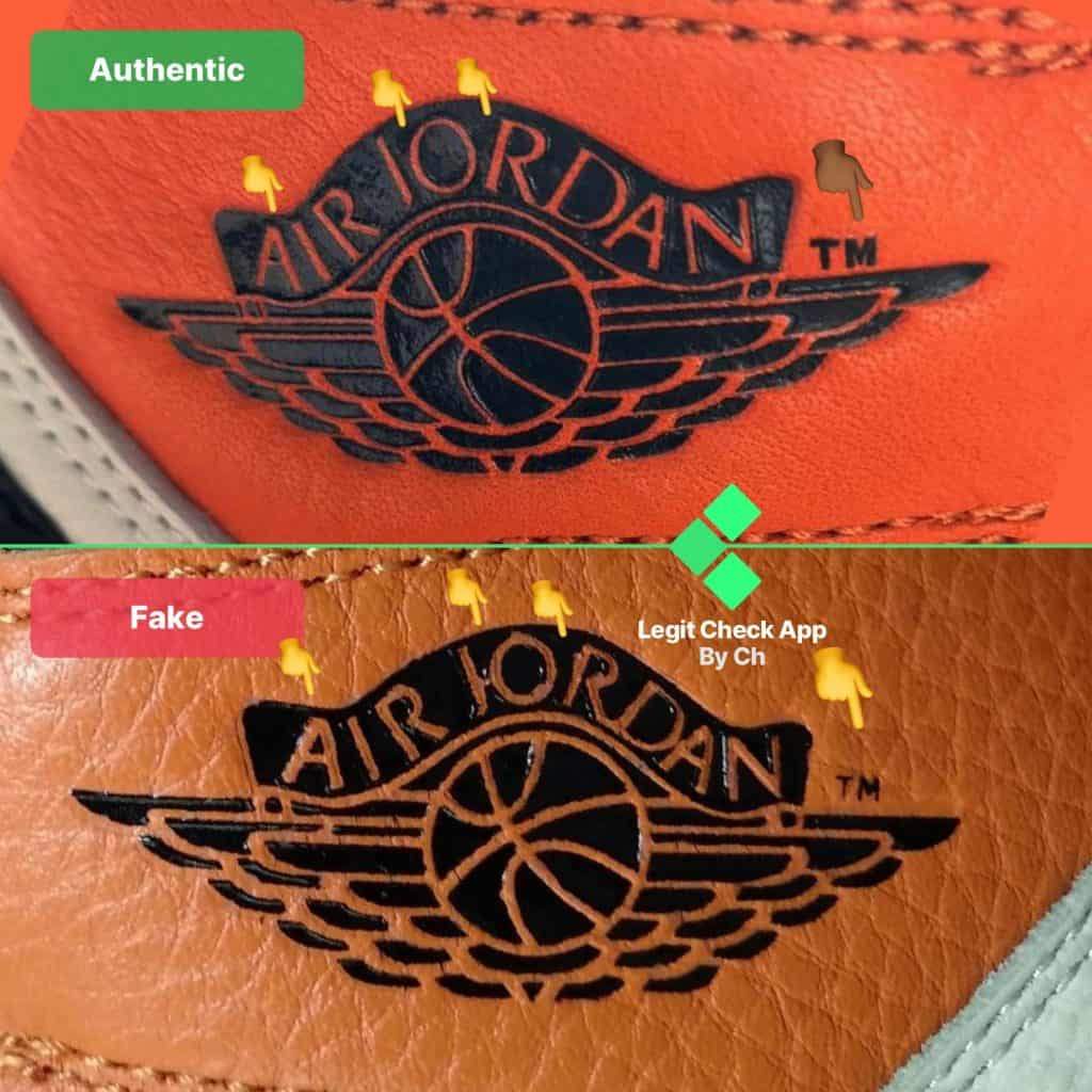 Phân tích chi tiết logo đôi cánh Jordan trên giày Nike Air Jordan thật và giả