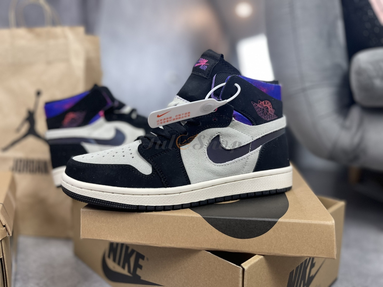 Phiên bản giày sneaker Jordan 1 PSG cổ cao với thiết kế thời thượng, xu hướng giày thể thao 2024.