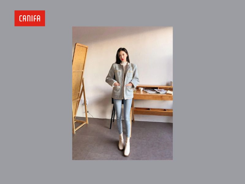 Phối đồ đi tiệc với giày boot nữ cổ thấp và quần skinny