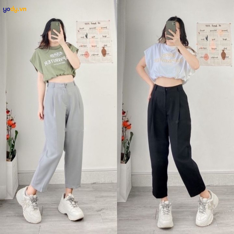 Phối đồ quần baggy vải cùng giày thể thao YODY mang vẻ đẹp trẻ trung