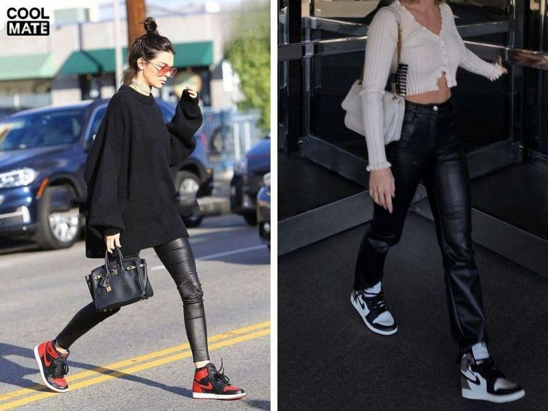 Phối đồ với giày Jordan với quần legging hoặc quần da