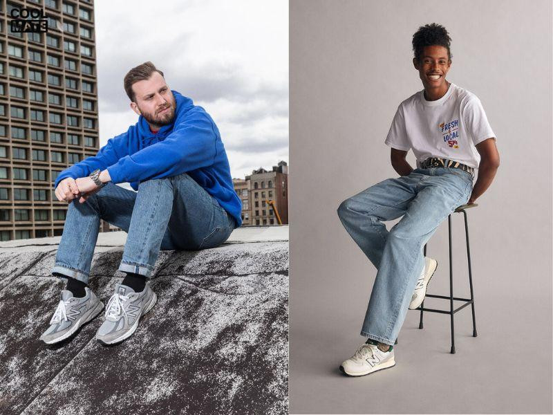 Phối đồ với giày New Balance nam và quần jeans mang phong cách cá tính