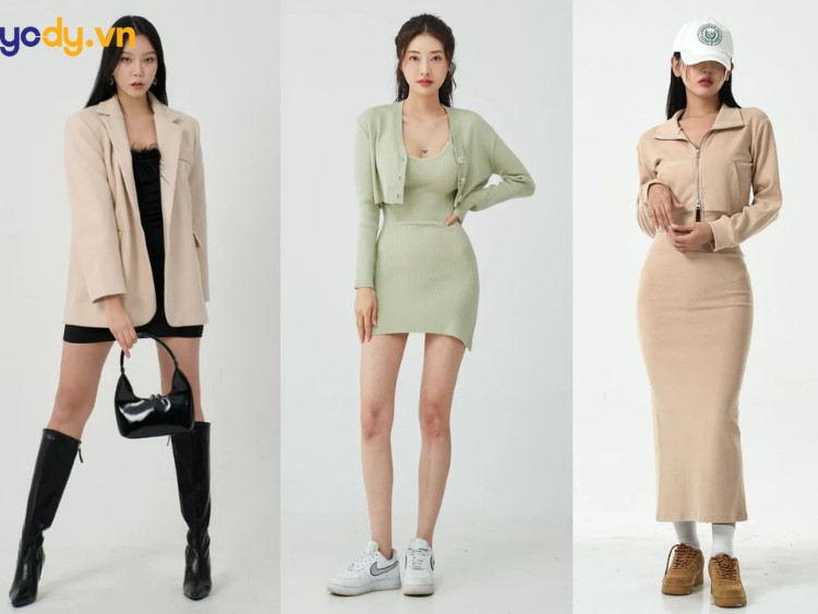 Phối đồ với giày sục nữ cùng đầm len