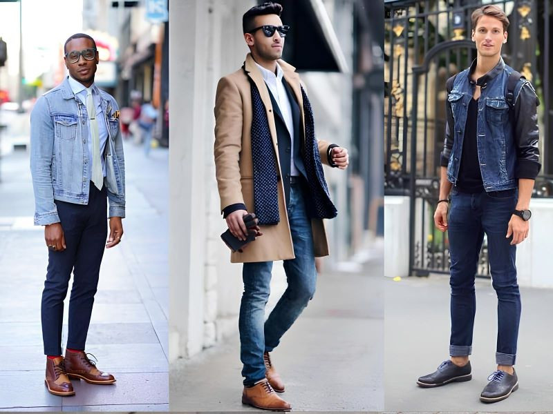 Phối giày Brogue với quần jean tối màu tạo phong cách hiện đại và phá cách