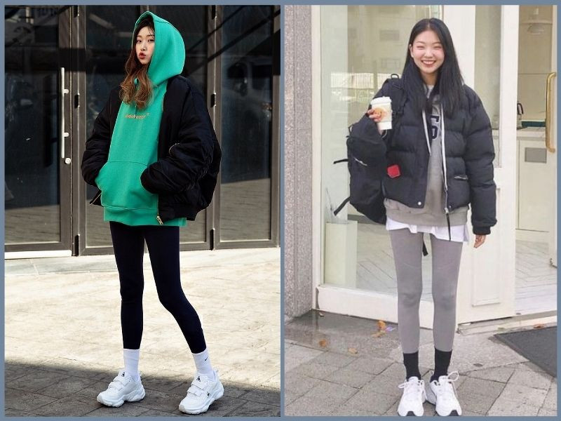 Phối giày thể thao với quần legging