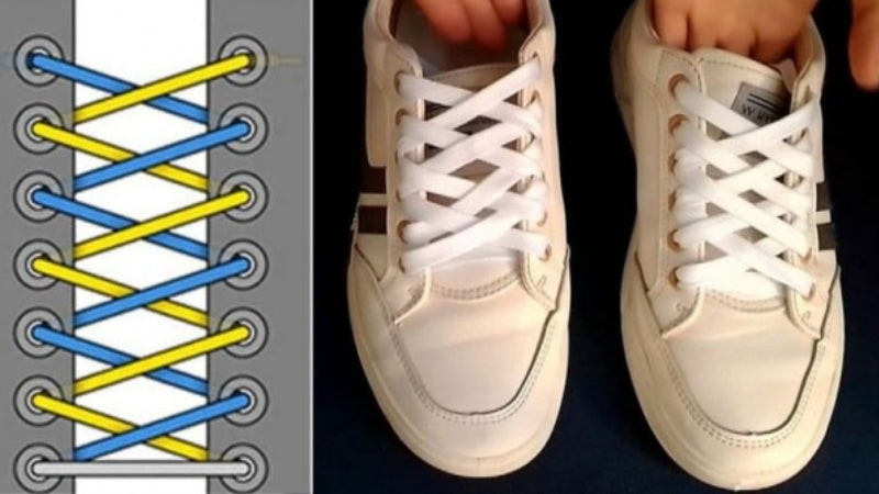 Phương pháp buộc giấu dây giày sneaker đan chéo cho lỗ lẻ