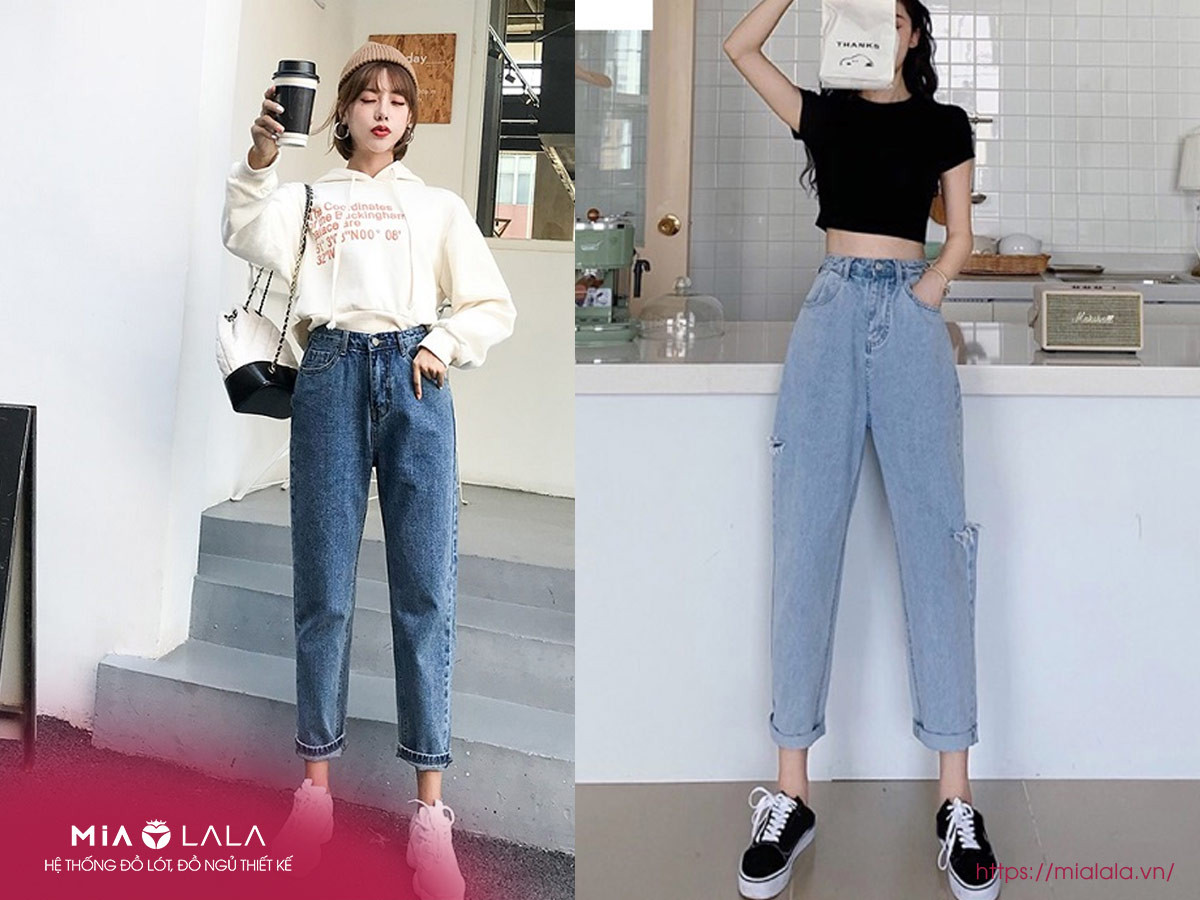 Quần jean baggy nữ dáng thụng, cạp cao hiện đại