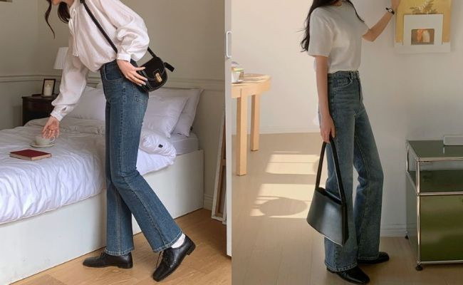 Quần ống rộng vải tweed kết hợp giày Oxford cổ điển và hiện đại