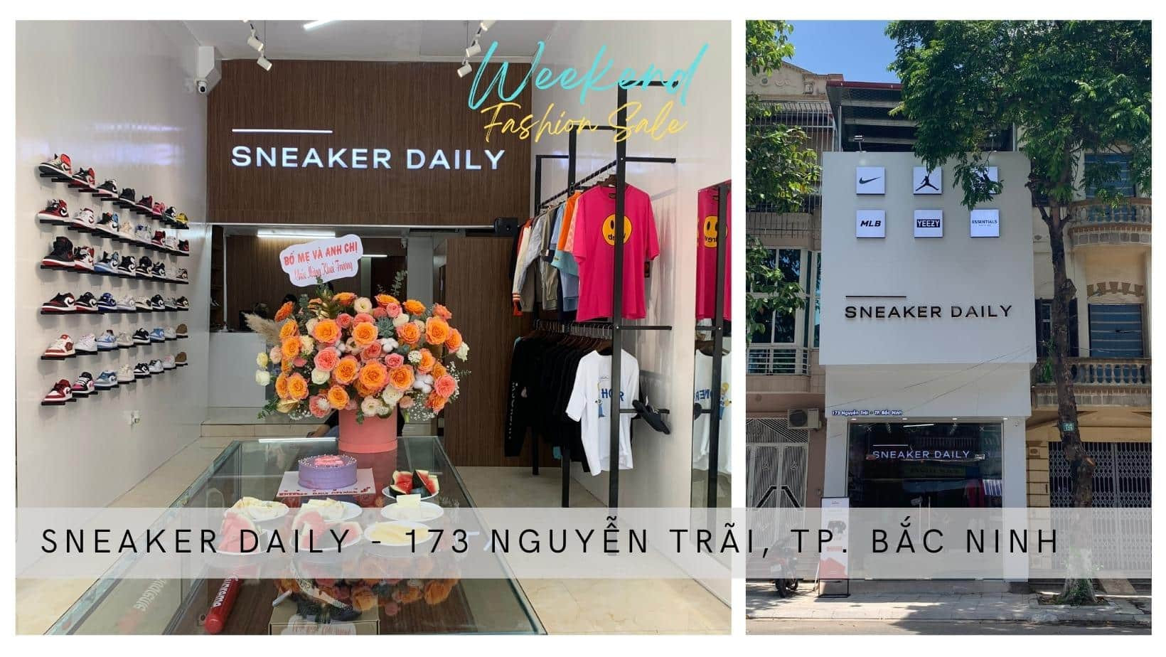 Quang cảnh khai trương shop giày sneaker Bắc Ninh mới, thể hiện sự kiện ra mắt sôi động
