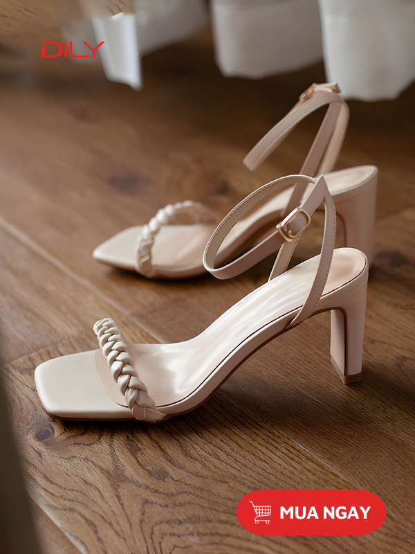 Sandal cao gót quai thắt bím AA0361 thanh lịch
