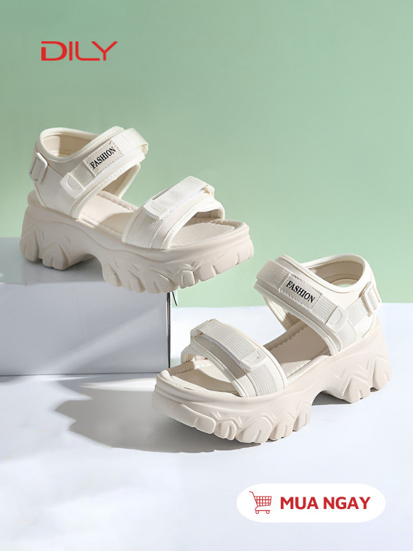 Sandal đế độn quai ngang cơ bản cá tính - Các loại giày dép nữ