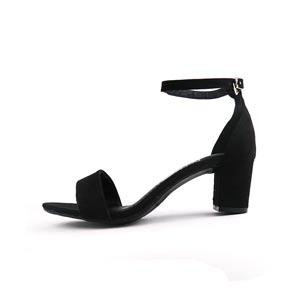 Sandal quai ngang nữ big size chất liệu da lộn màu đen, dễ phối đồ