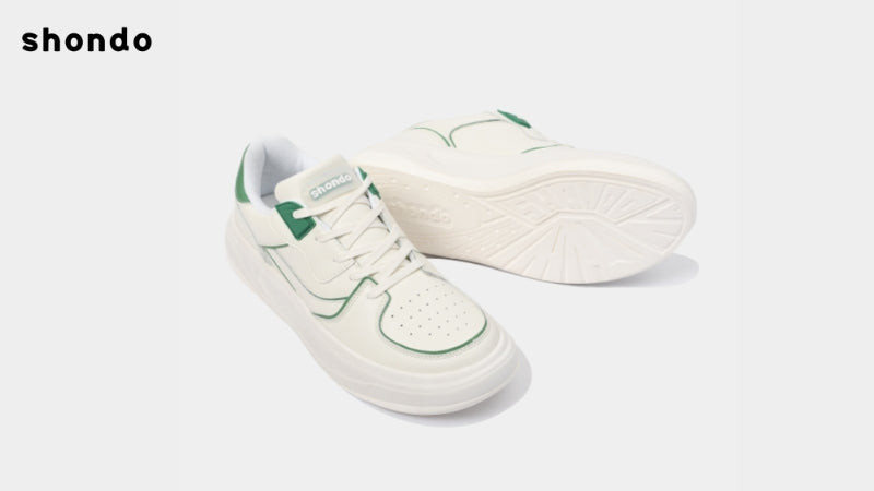 Sneaker Shondo Class 2 trắng viền xanh lá hiện đại