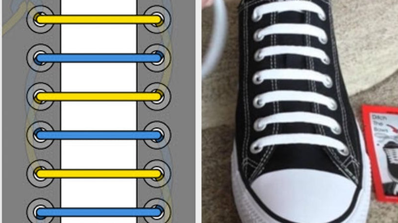 Sơ đồ cách buộc giấu dây giày sneaker thẳng hàng tinh tế