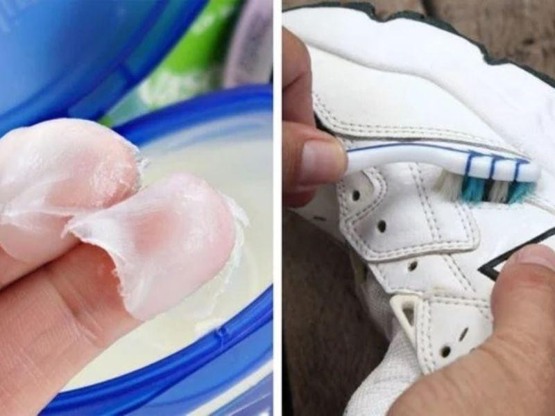 sử dụng kem dưỡng ẩm làm mềm giày sneaker da