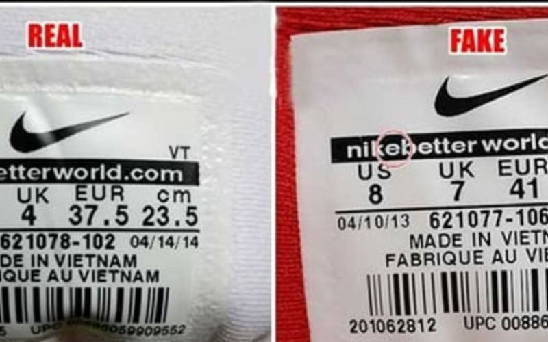 Tem giày Nike Jordan chính hãng với mã sản phẩm và thông tin kỹ thuật