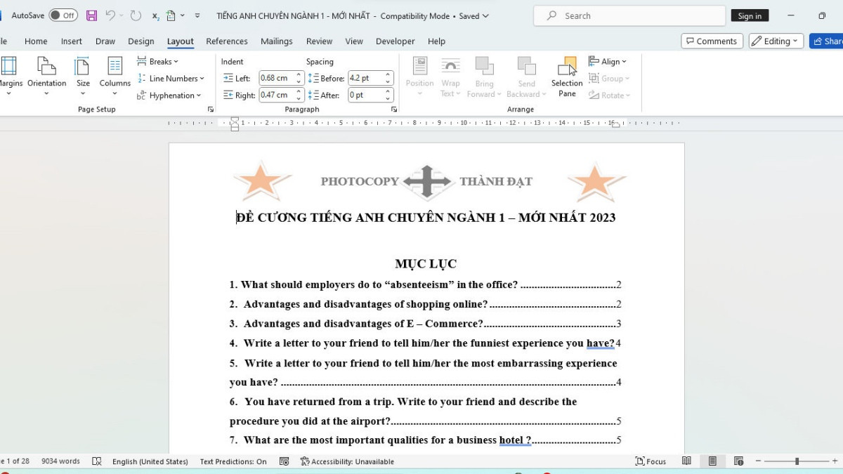 Thẻ Layout trong Word, hướng dẫn cách chỉnh size giấy trong Word để in ấn