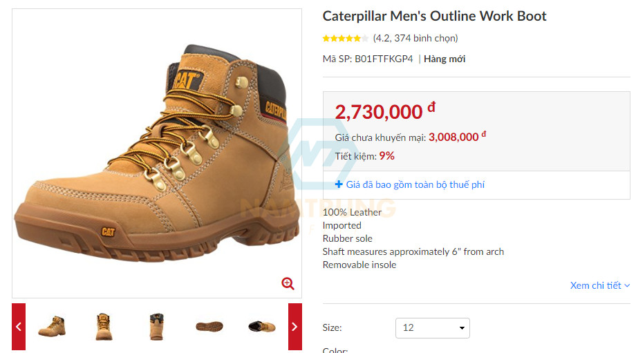 Thiết kế giày bảo hộ Caterpillar phong cách
