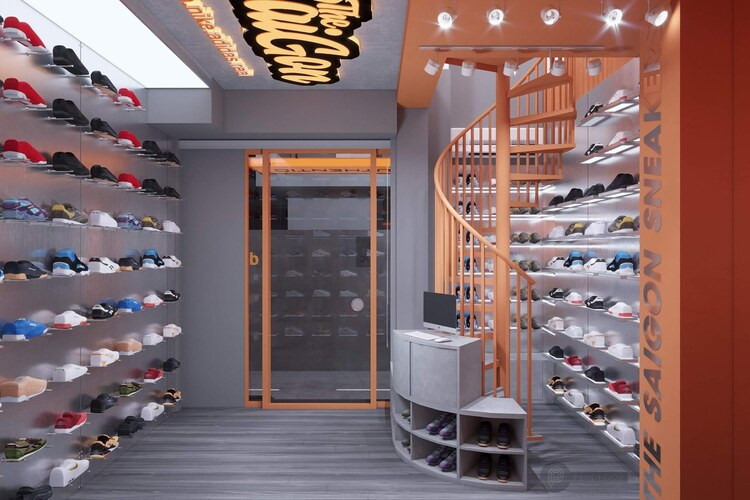 Thiết kế shop giày hiện đại