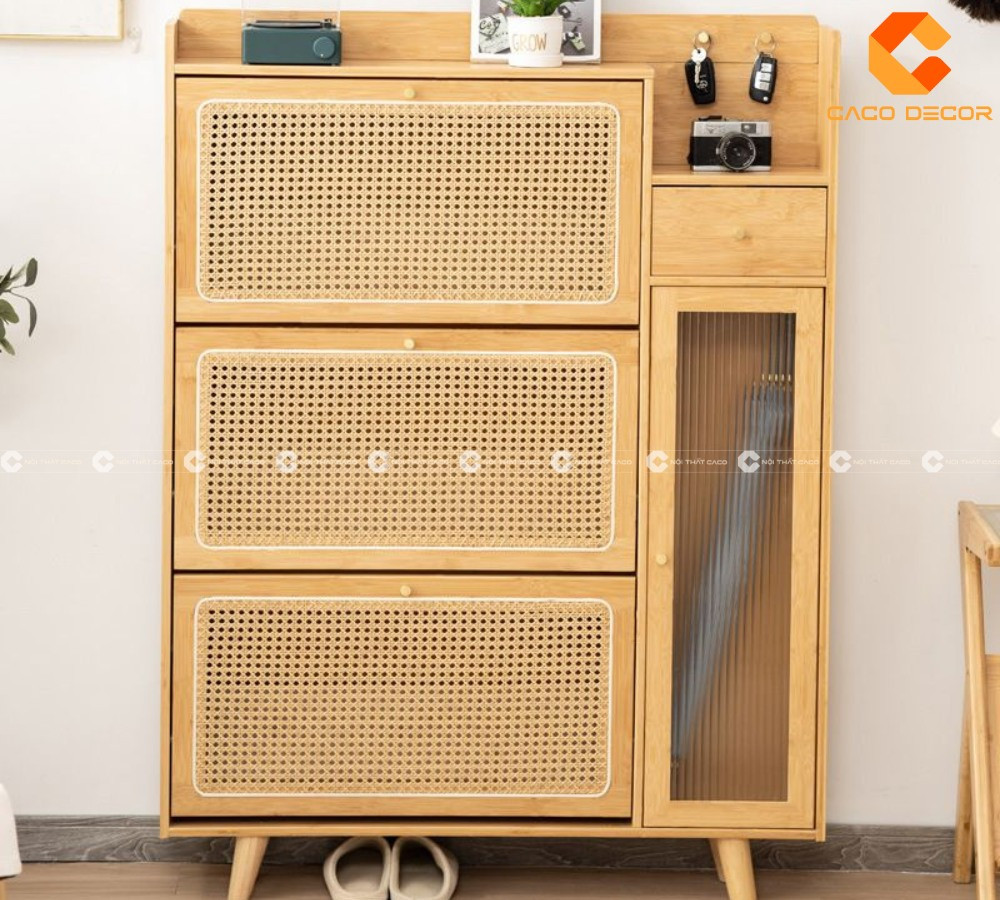 Thiết kế tủ giày dép hiện đại với cơ chế cửa lật tiện dụng
