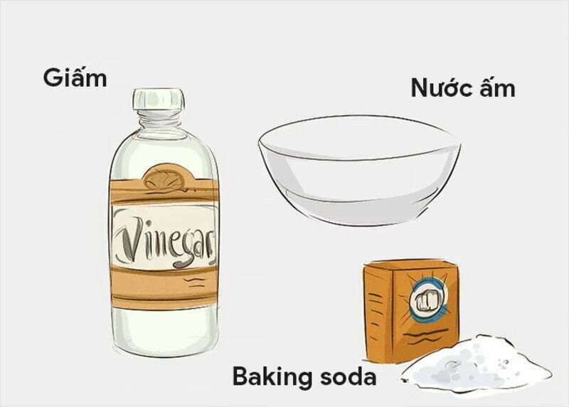 Trộn baking soda và giấm để tạo thành hỗn hợp vệ sinh giày