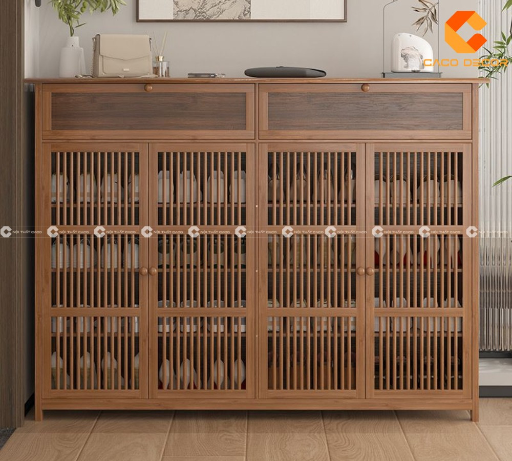 Tủ giày dép hiện đại làm từ gỗ tự nhiên, tôn vinh vẻ đẹp sang trọng