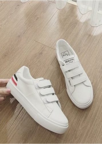 Giày thể thao nữ quai dán màu đen trắng