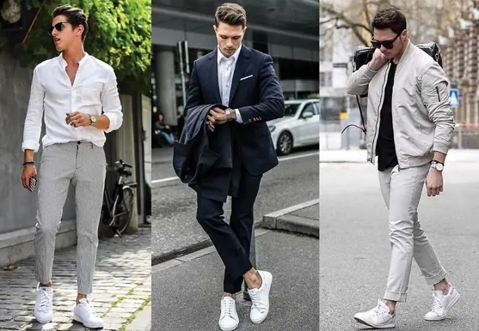 Cách Phối Áo Thun Quần Tây Đen Giày Thể Thao Chuẩn Style Tối Giản