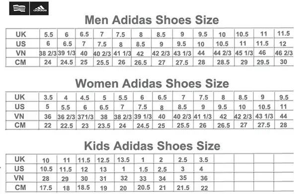 Bảng Quy Đổi Size Giày Adidas Chi Tiết Và Chuẩn Nhất Cho Mọi Đối Tượng